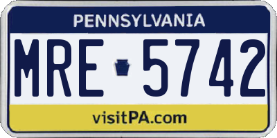 PA license plate MRE5742