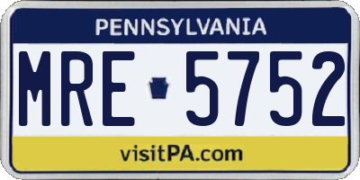 PA license plate MRE5752