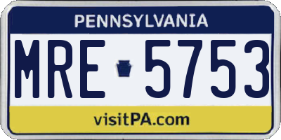 PA license plate MRE5753