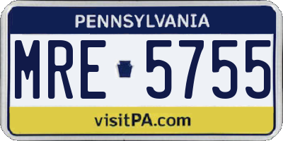 PA license plate MRE5755