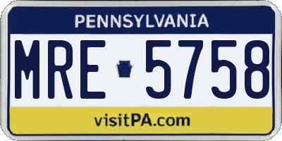 PA license plate MRE5758