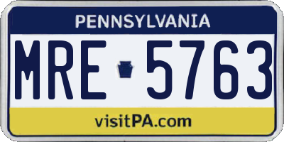 PA license plate MRE5763