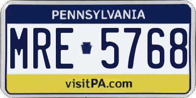 PA license plate MRE5768