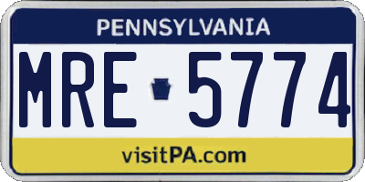 PA license plate MRE5774