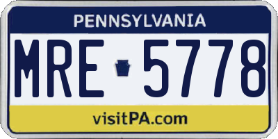 PA license plate MRE5778