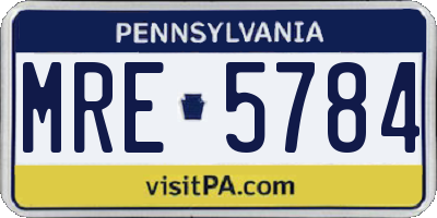 PA license plate MRE5784