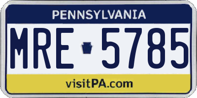PA license plate MRE5785