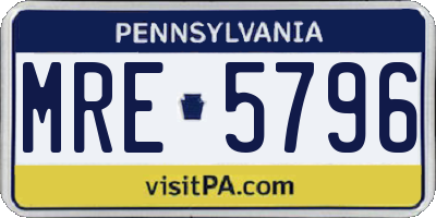 PA license plate MRE5796