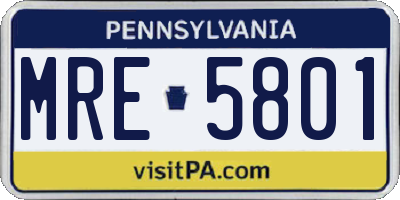 PA license plate MRE5801