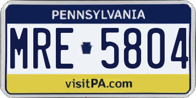 PA license plate MRE5804