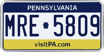 PA license plate MRE5809