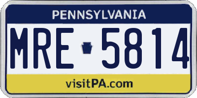 PA license plate MRE5814