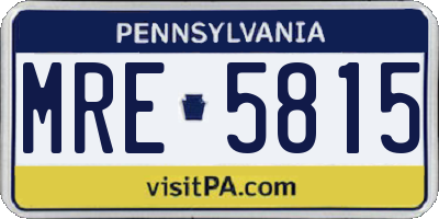PA license plate MRE5815
