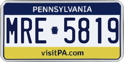 PA license plate MRE5819