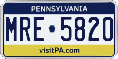 PA license plate MRE5820