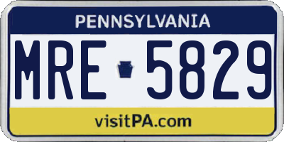 PA license plate MRE5829