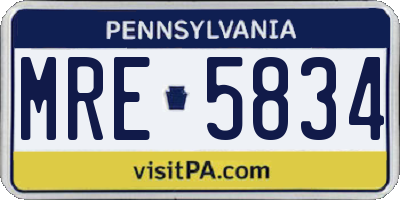 PA license plate MRE5834