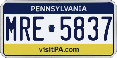 PA license plate MRE5837