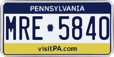 PA license plate MRE5840