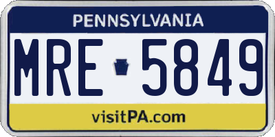 PA license plate MRE5849