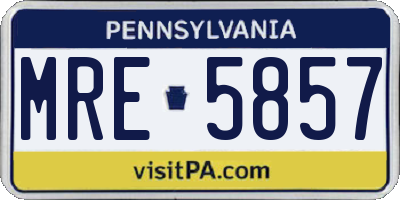 PA license plate MRE5857