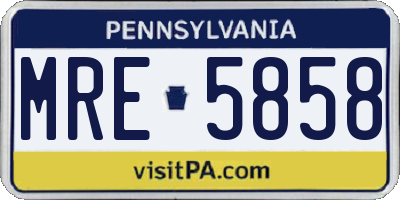 PA license plate MRE5858