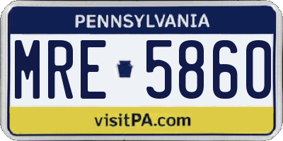 PA license plate MRE5860