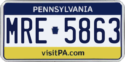 PA license plate MRE5863