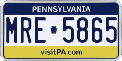 PA license plate MRE5865