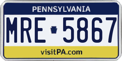 PA license plate MRE5867