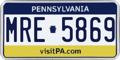 PA license plate MRE5869