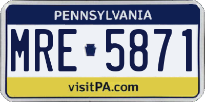 PA license plate MRE5871