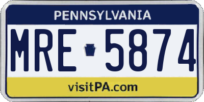 PA license plate MRE5874
