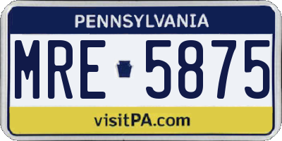 PA license plate MRE5875