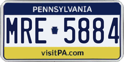 PA license plate MRE5884