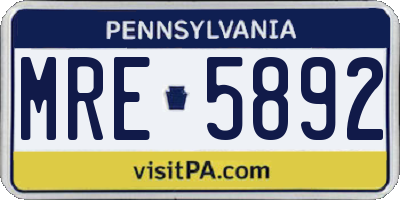 PA license plate MRE5892