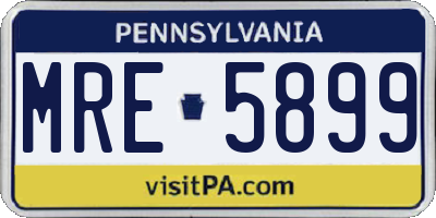 PA license plate MRE5899