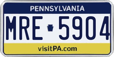 PA license plate MRE5904