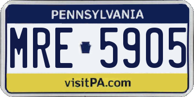 PA license plate MRE5905