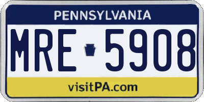 PA license plate MRE5908