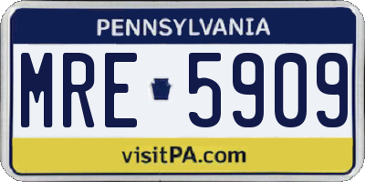PA license plate MRE5909
