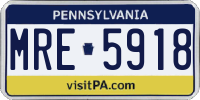 PA license plate MRE5918
