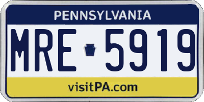 PA license plate MRE5919