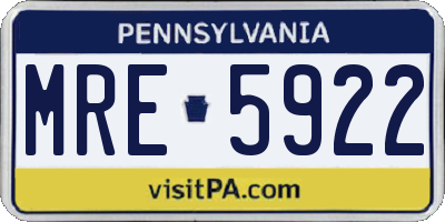 PA license plate MRE5922