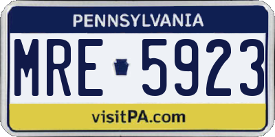 PA license plate MRE5923