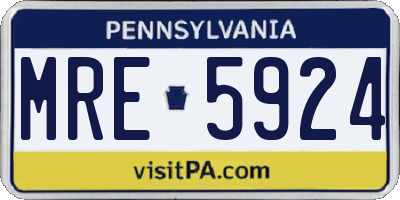 PA license plate MRE5924
