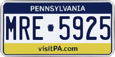 PA license plate MRE5925