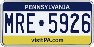 PA license plate MRE5926