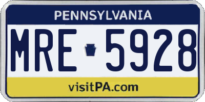 PA license plate MRE5928