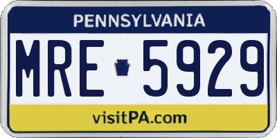 PA license plate MRE5929